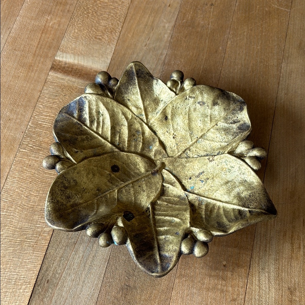 Antique Distressed Brass Trinket Dish